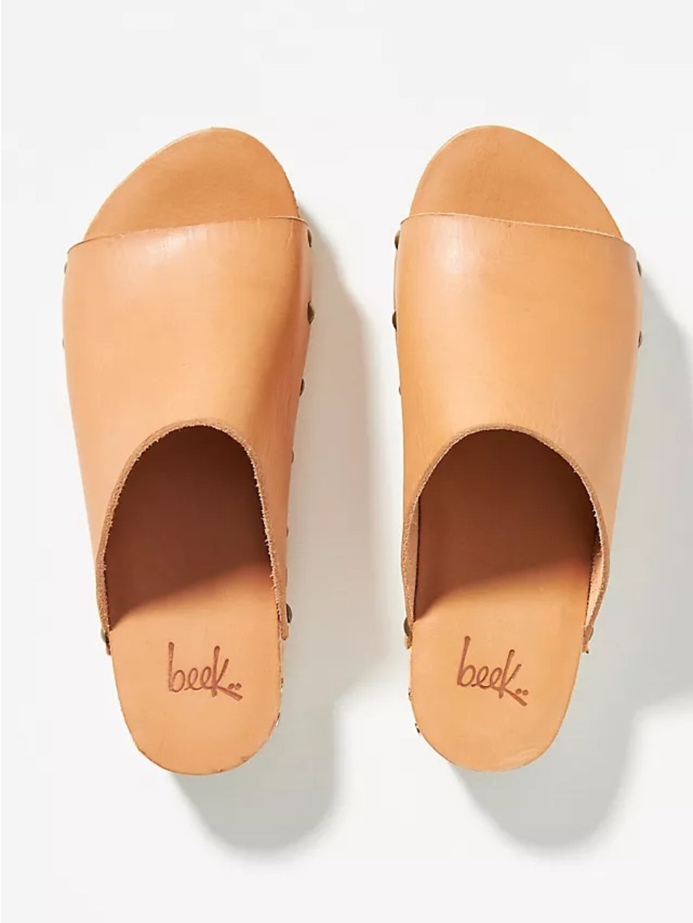 beek Brown Monarch Leather Slide Clogs - Picture 2 of 6